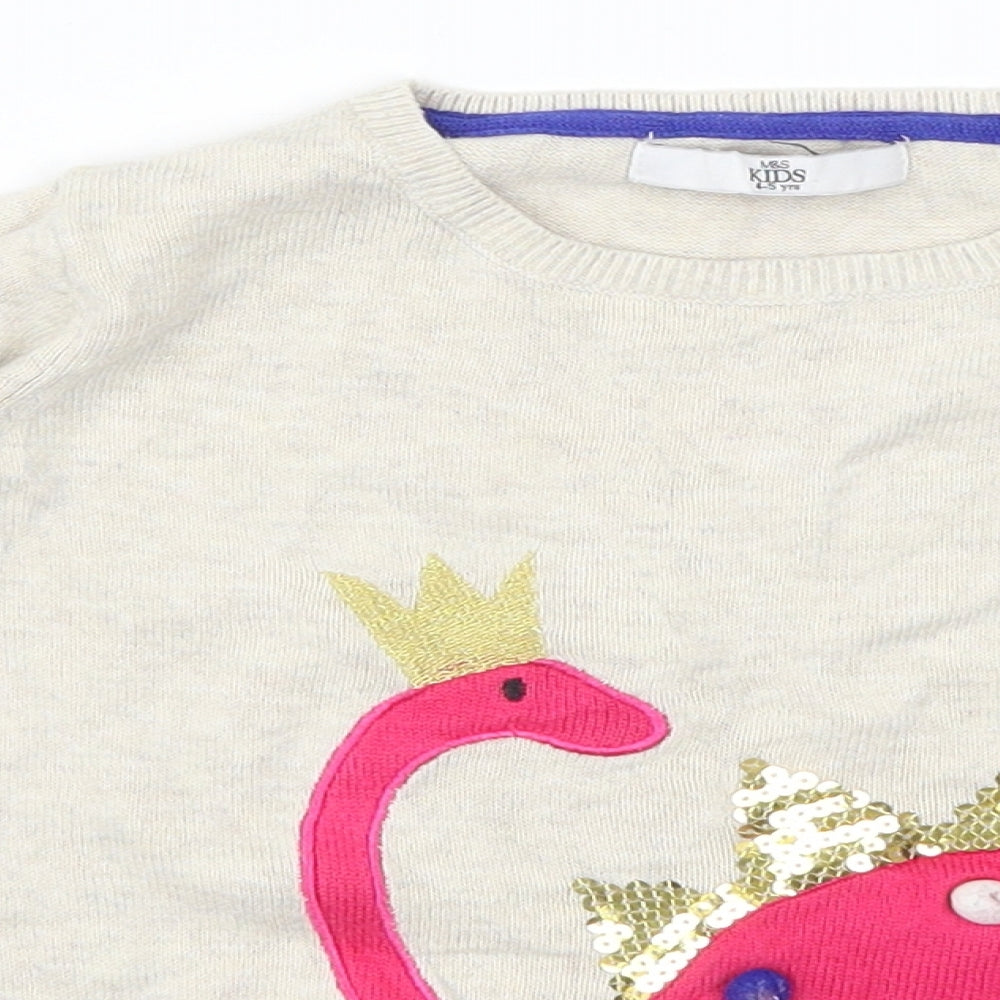 Marks and Spencer Boys Beige   Pullover Jumper Size 4-5 Years