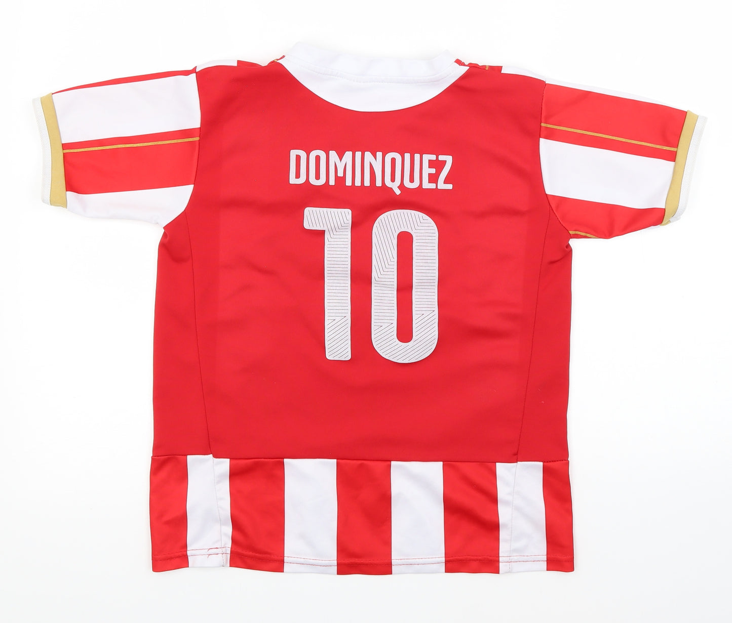 Preworn Boys Red Striped  Basic T-Shirt Size 8 Years  - Dominiquez