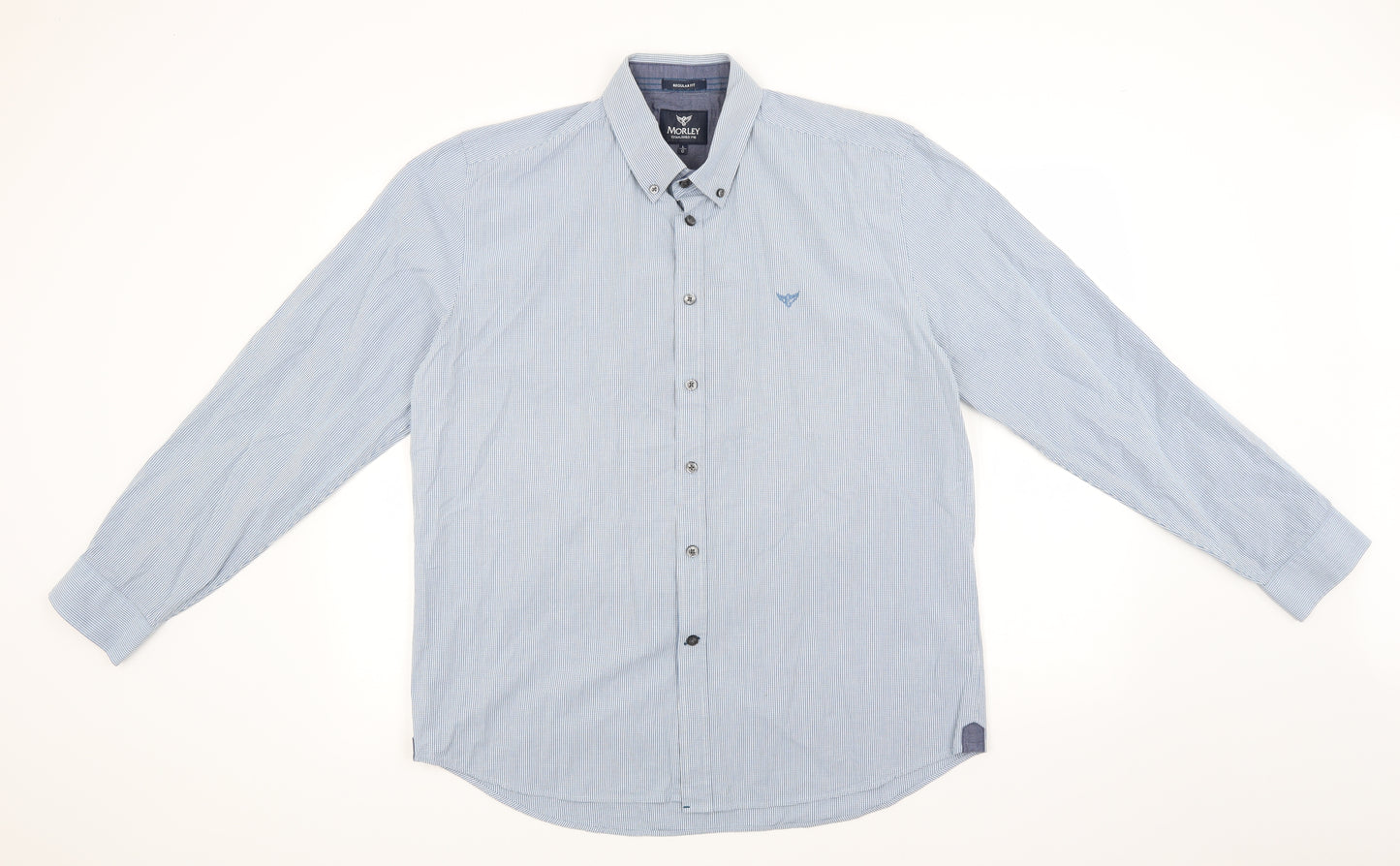 Morley Mens Blue Check   Button-Up Size L