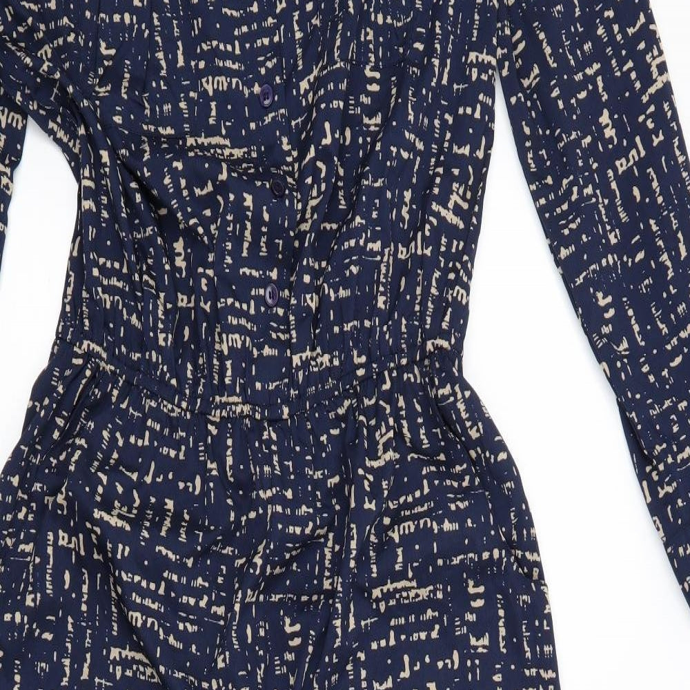 B You Womens Blue Batik  Jumpsuit One-Piece Size 14 L31 in