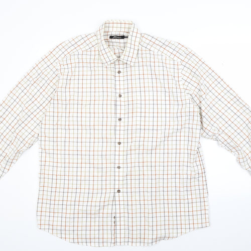 M&S Mens Ivory Gingham   Dress Shirt Size 17