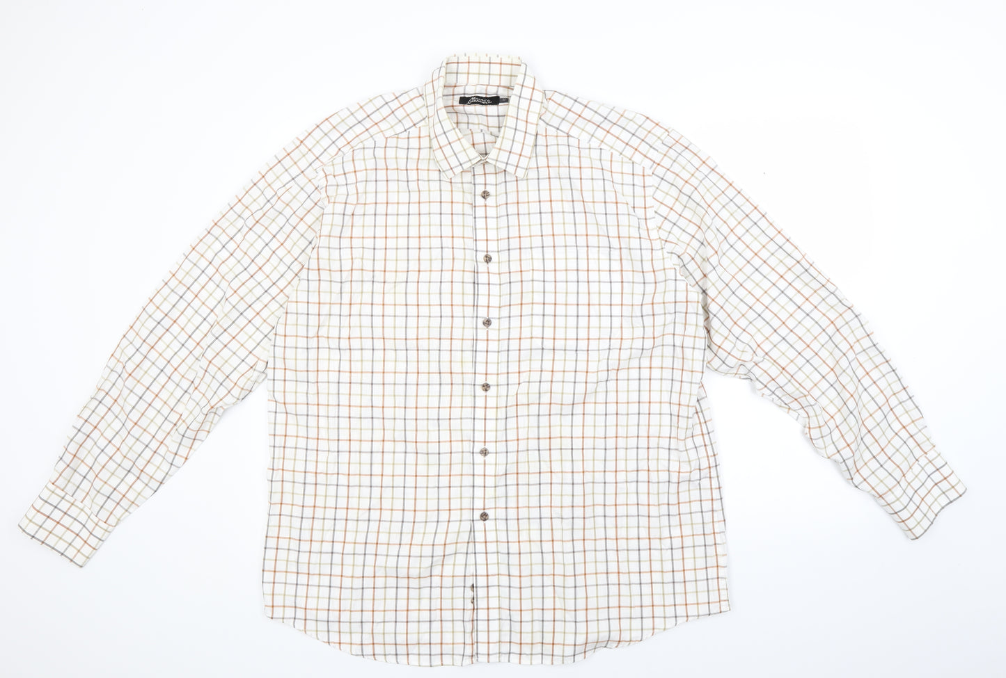 M&S Mens Ivory Gingham   Dress Shirt Size 17