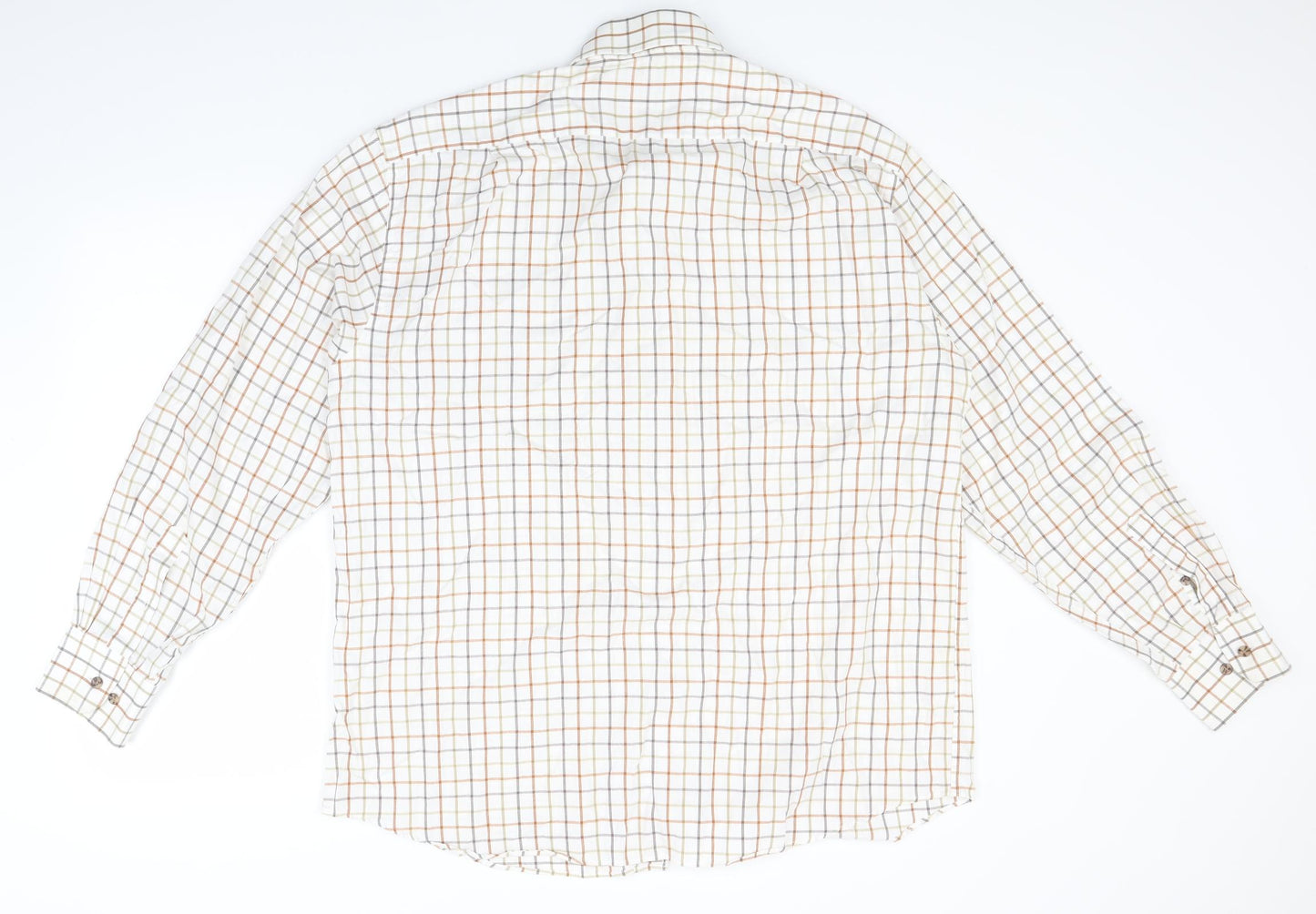 M&S Mens Ivory Gingham   Dress Shirt Size 17