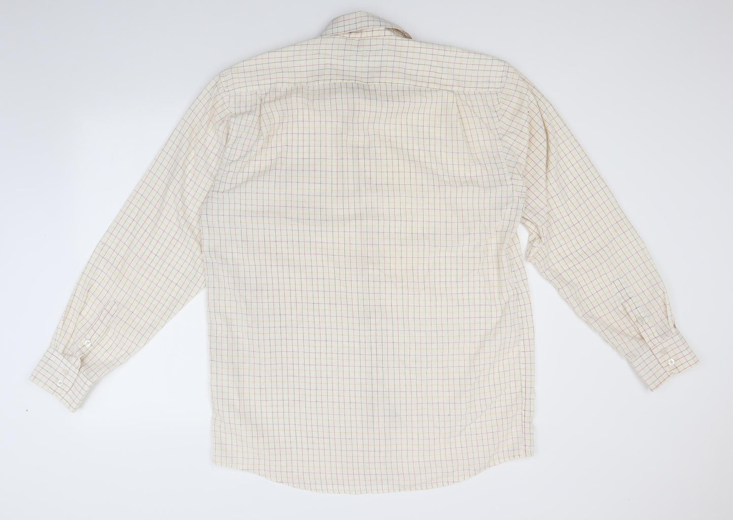 Ex Club Mens Ivory Check   Button-Up Size L
