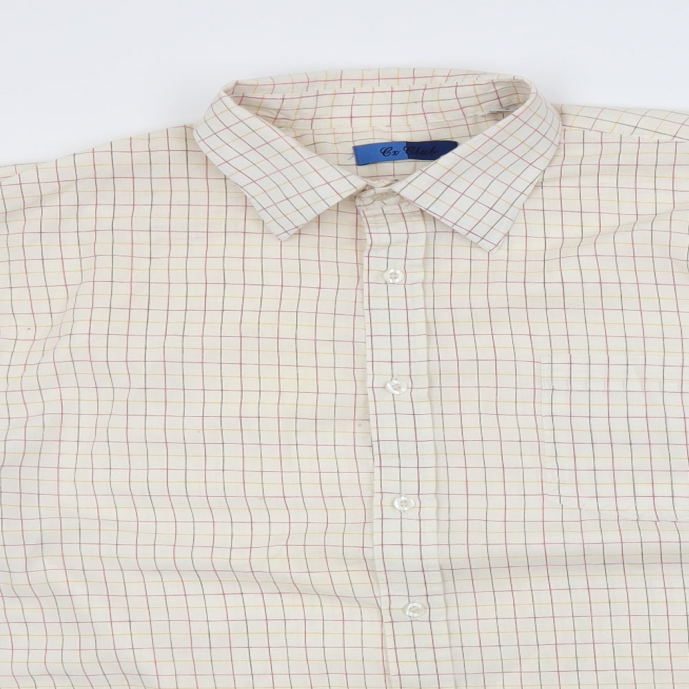 Ex Club Mens Ivory Check   Button-Up Size L