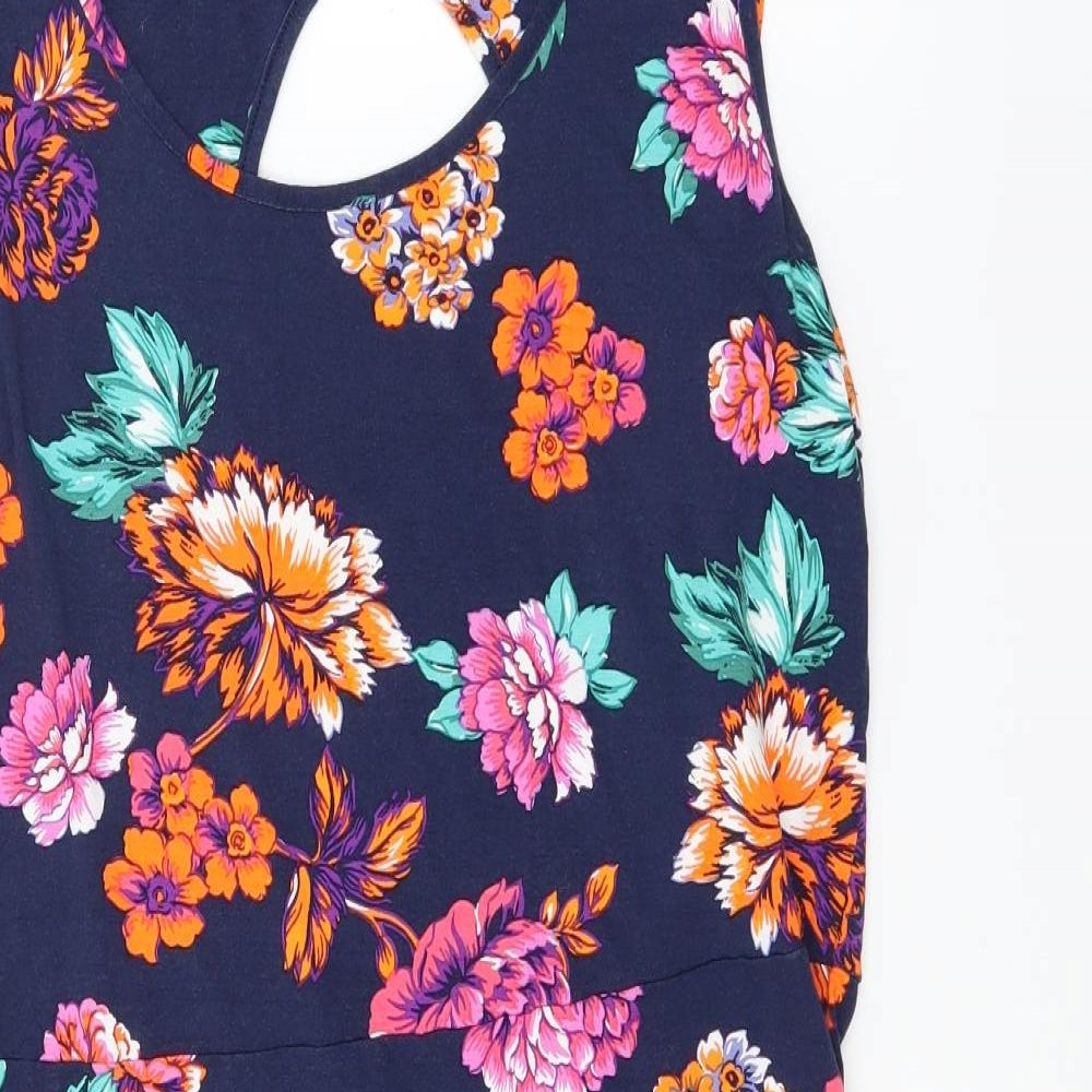 George Womens Blue Floral  Fit & Flare  Size 14