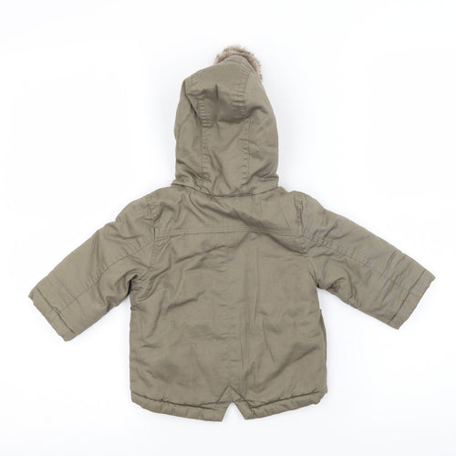M&S Boys Brown   Parka Coat Size 3-6 Months