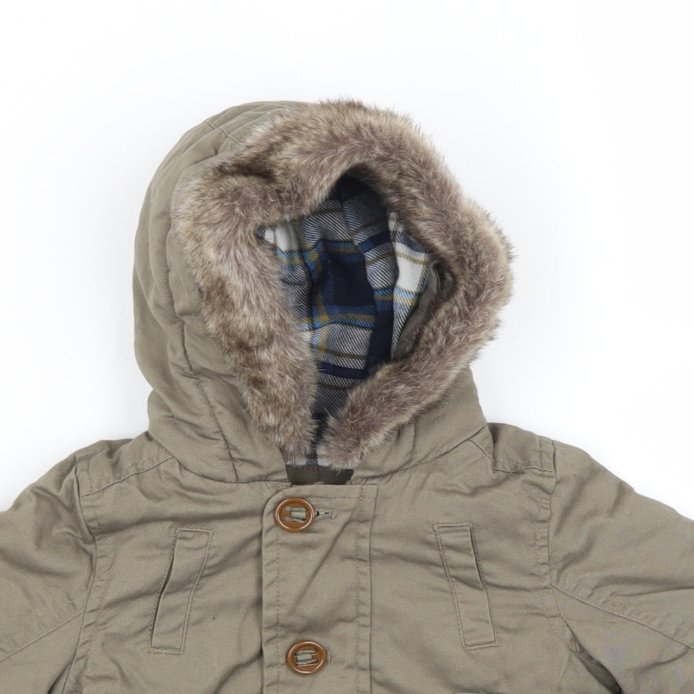 M&S Boys Brown   Parka Coat Size 3-6 Months