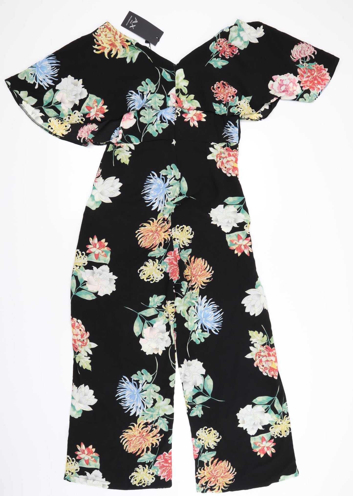 AX Paris Womens Black Floral  Jumpsuit One-Piece Size 12 L27 in
