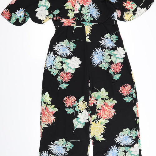 AX Paris Womens Black Floral  Jumpsuit One-Piece Size 12 L27 in