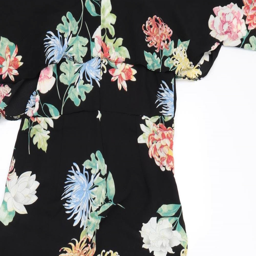 AX Paris Womens Black Floral  Jumpsuit One-Piece Size 12 L27 in