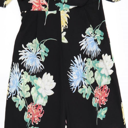 AX Paris Womens Black Floral  Jumpsuit One-Piece Size 12 L27 in