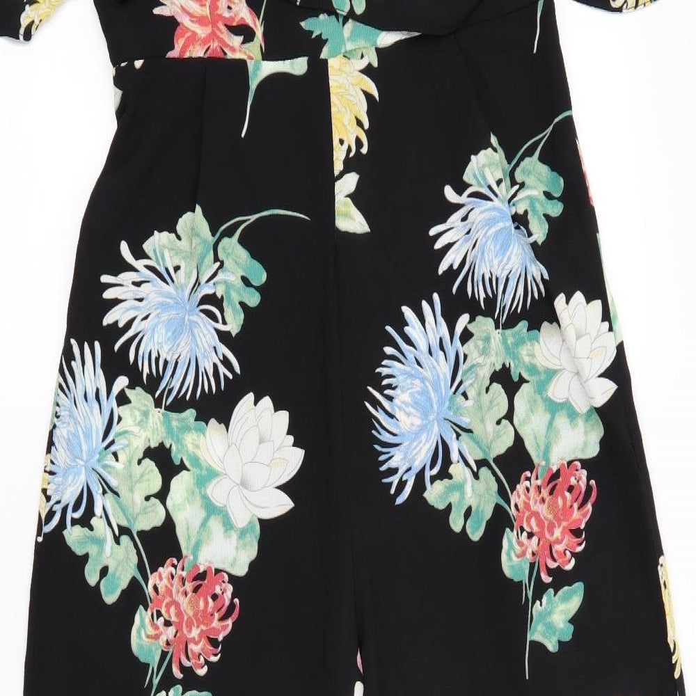 AX Paris Womens Black Floral  Jumpsuit One-Piece Size 12 L27 in