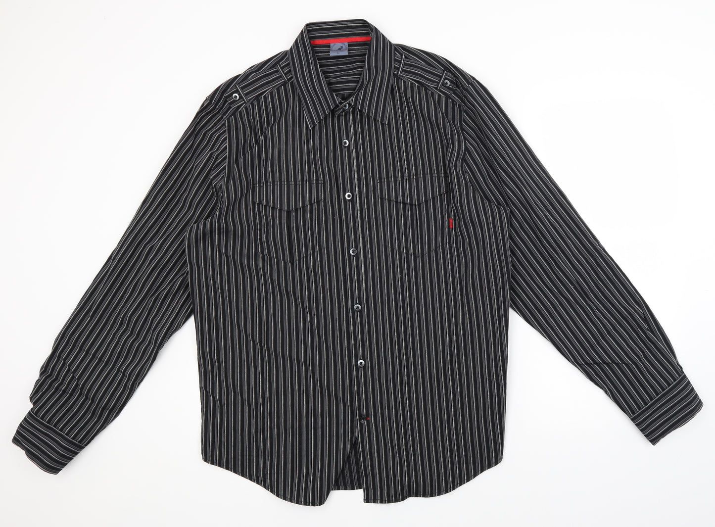 Kangol Mens Black Striped   Button-Up Size L  - Military Style