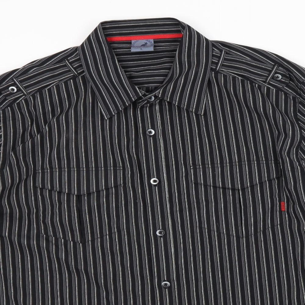 Kangol Mens Black Striped   Button-Up Size L  - Military Style
