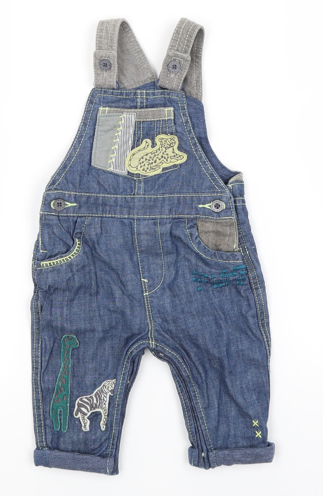 NEXT Baby Blue  Denim Dungaree One-Piece Size 3-6 Months  - Applique