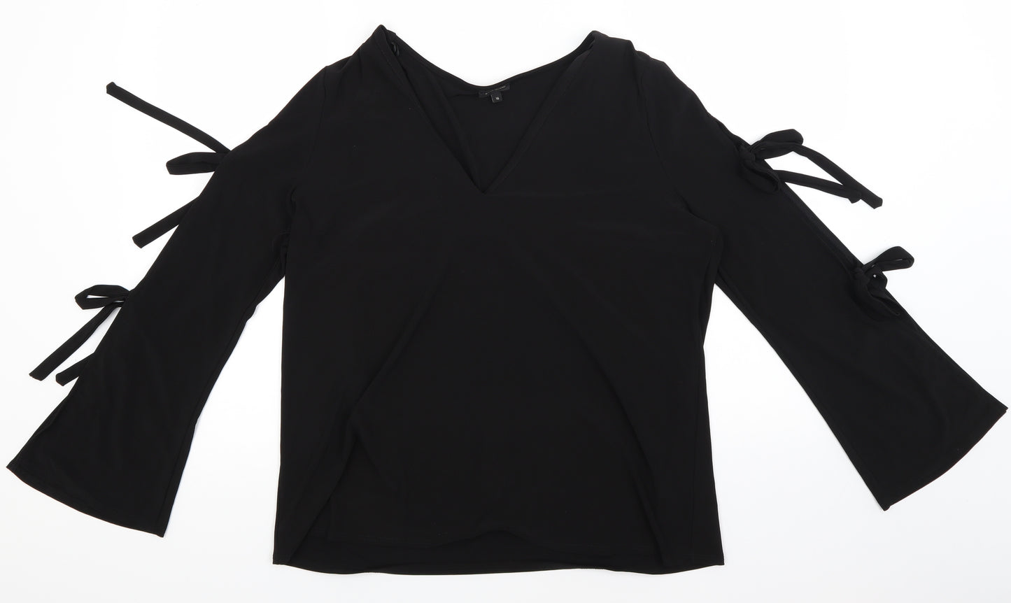 River Island Womens Black   Basic T-Shirt Size 16  - Sleeve slits
