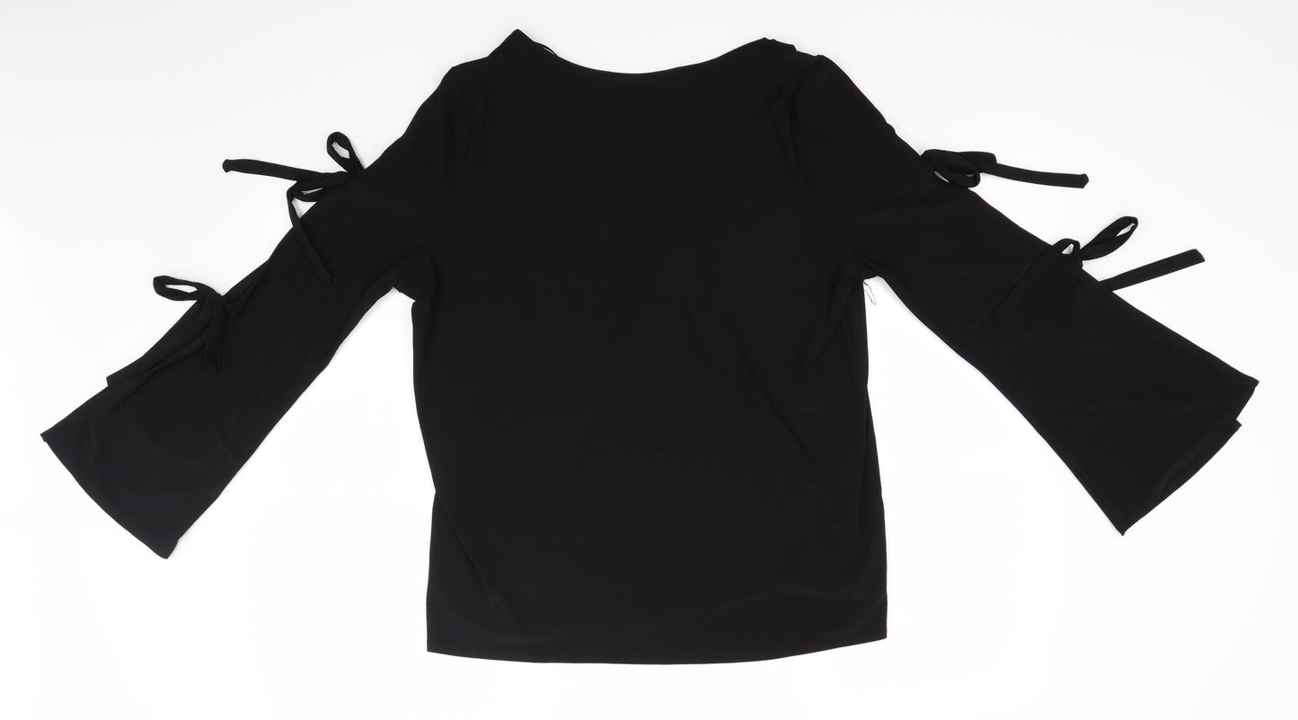 River Island Womens Black   Basic T-Shirt Size 16  - Sleeve slits