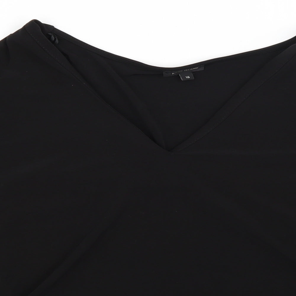 River Island Womens Black   Basic T-Shirt Size 16  - Sleeve slits