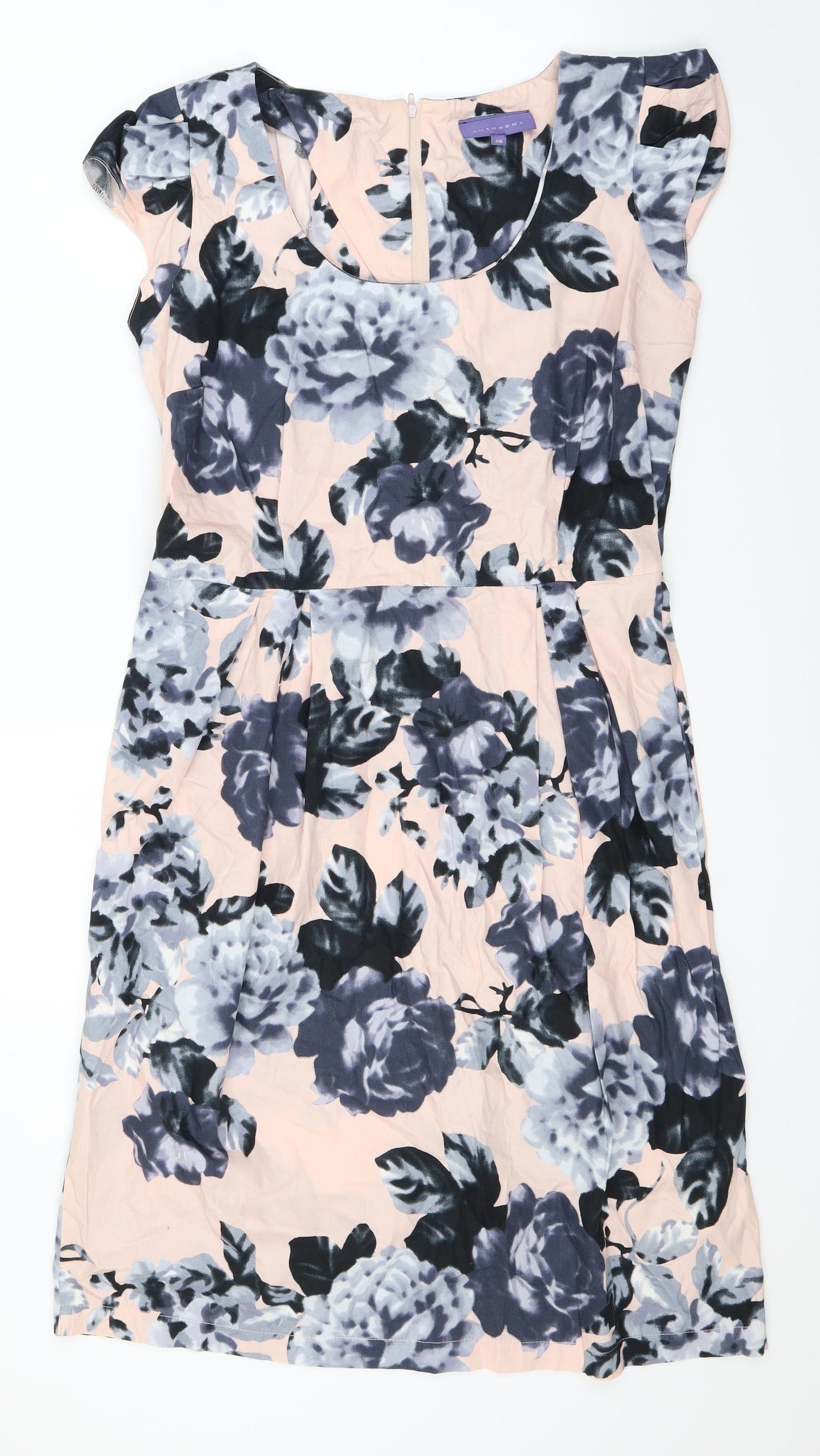 Autonomy Womens Pink Floral  Fit & Flare  Size 16