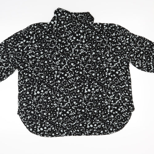 NEXT Womens Black Floral  Basic Button-Up Size 6