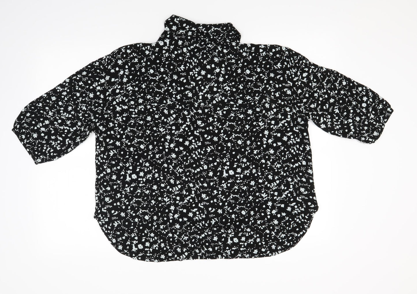 NEXT Womens Black Floral  Basic Button-Up Size 6