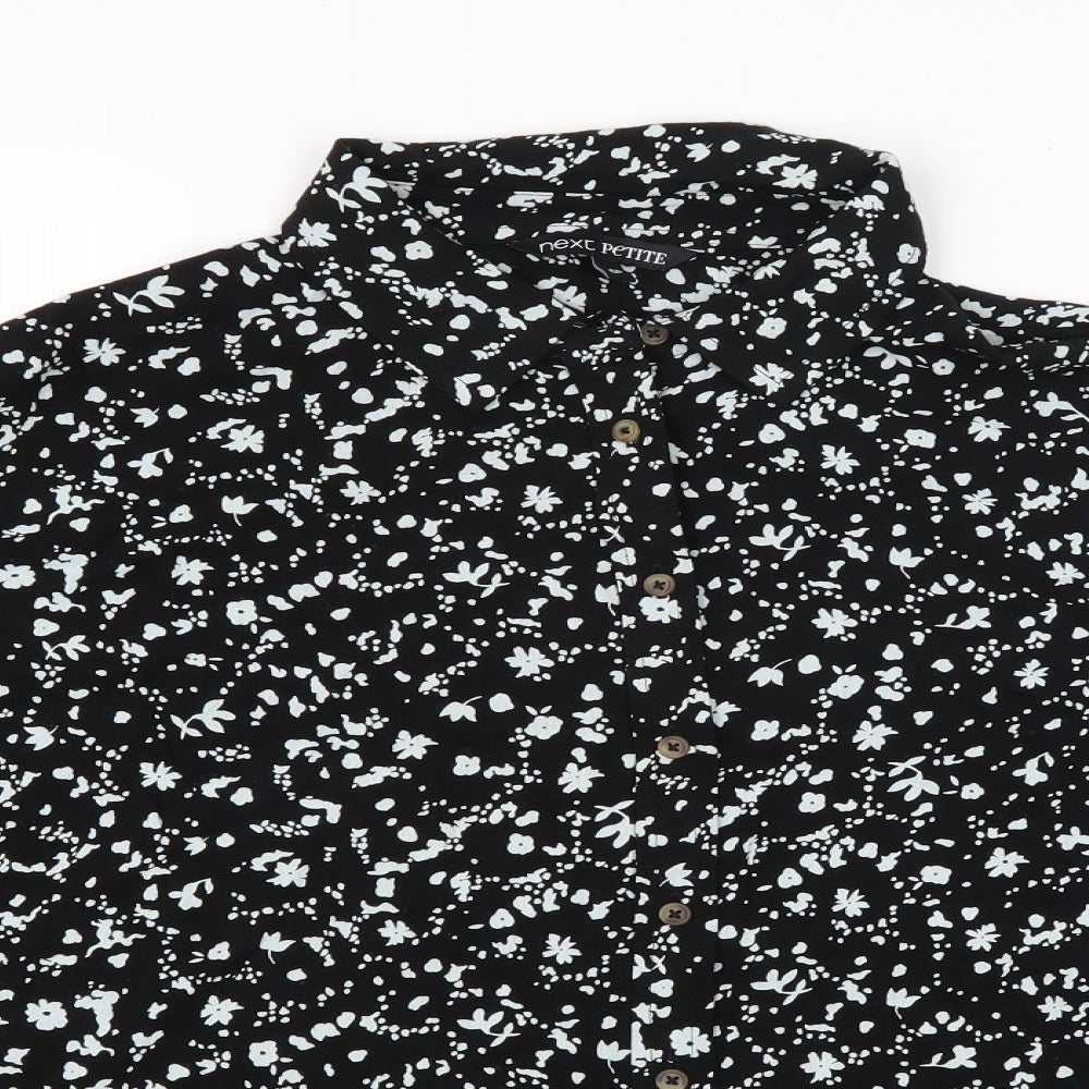 NEXT Womens Black Floral  Basic Button-Up Size 6