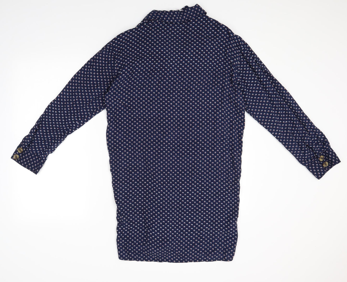 Native Youth Womens Blue Polka Dot  Basic Button-Up Size S