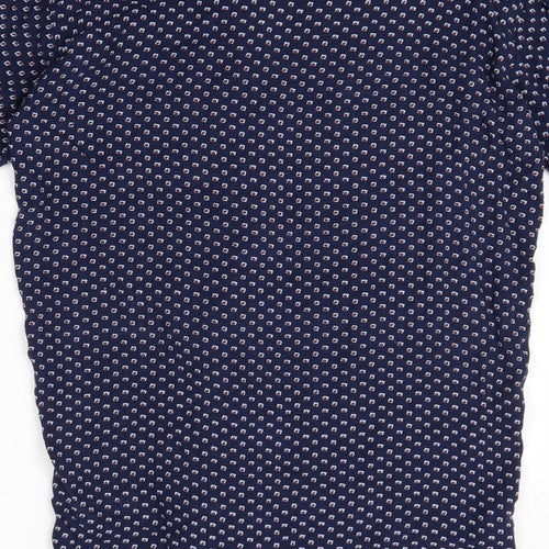 Native Youth Womens Blue Polka Dot  Basic Button-Up Size S