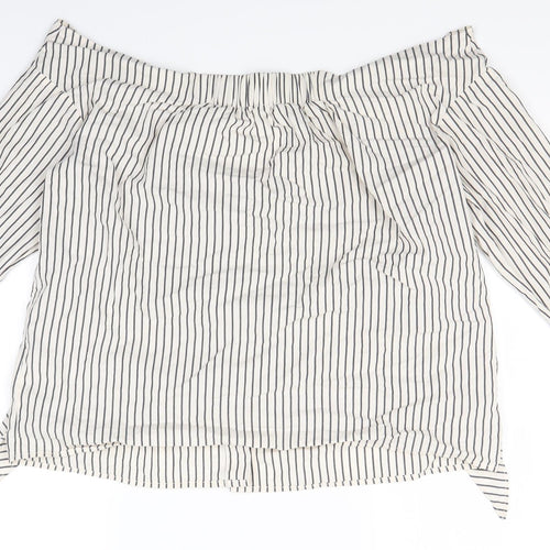 H&M Womens Ivory Striped  Basic Button-Up Size 10