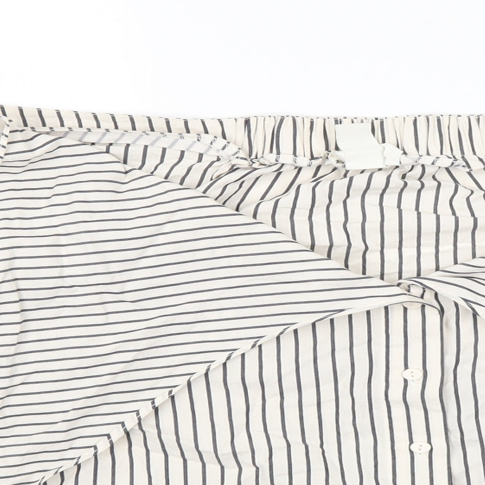 H&M Womens Ivory Striped  Basic Button-Up Size 10