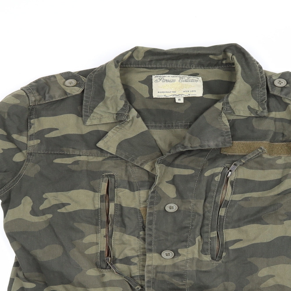 Parisian Collection Womens Multicoloured Camouflage  Military Jacket Jacket Size 8