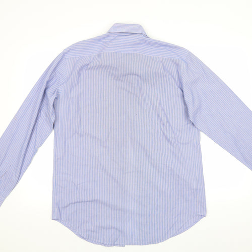 M&S Collection Mens Blue Striped   Dress Shirt Size 15