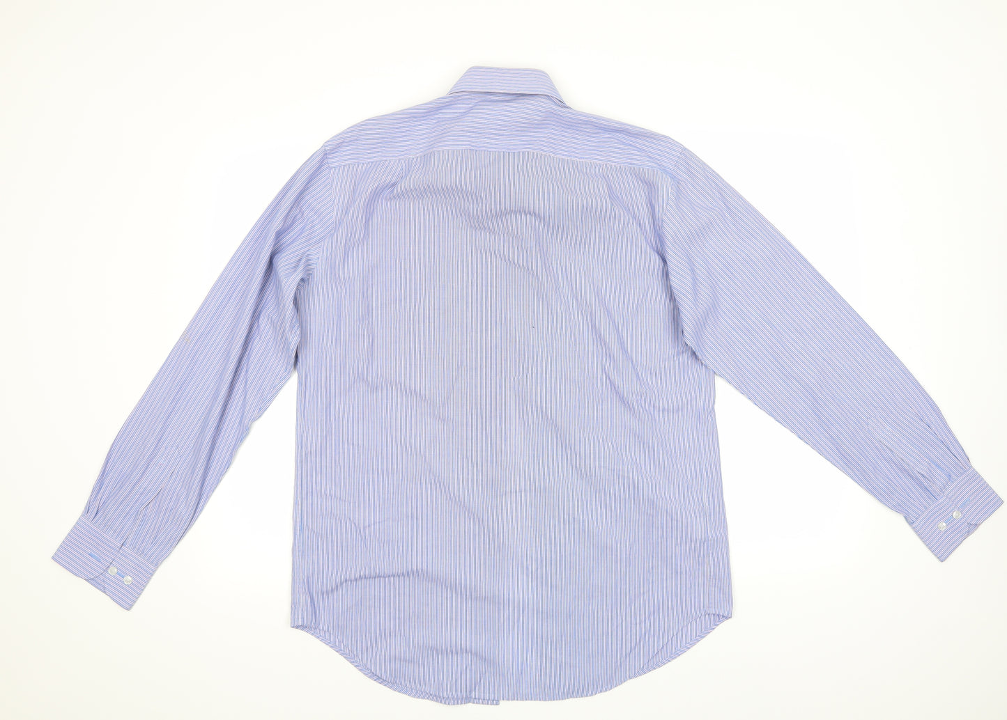 M&S Collection Mens Blue Striped   Dress Shirt Size 15