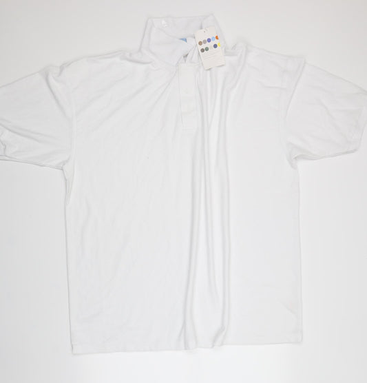 Front view of Blue Max men’s white polo, size 2XL