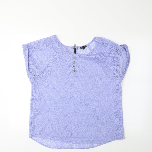 River Island Womens Blue Geometric  Basic Blouse Size 16