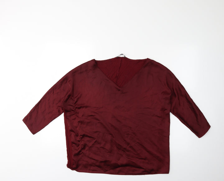Mango Womens Red Basic Blouse Size L