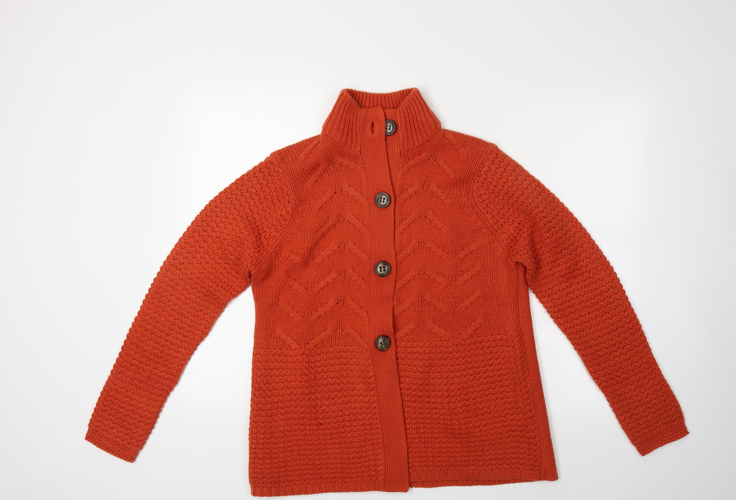 Isle Womens Orange Argyle/Diamond  Cardigan Jumper Size 14
