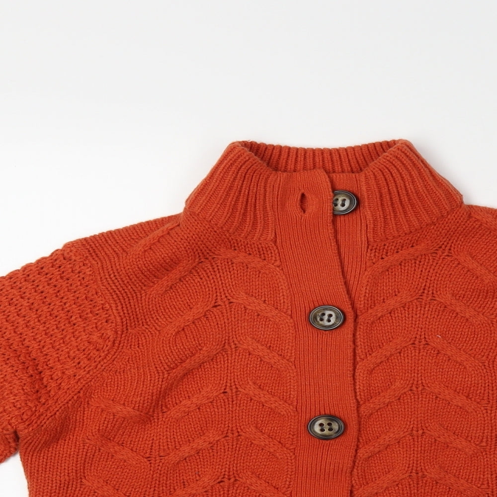 Isle Womens Orange Argyle/Diamond  Cardigan Jumper Size 14