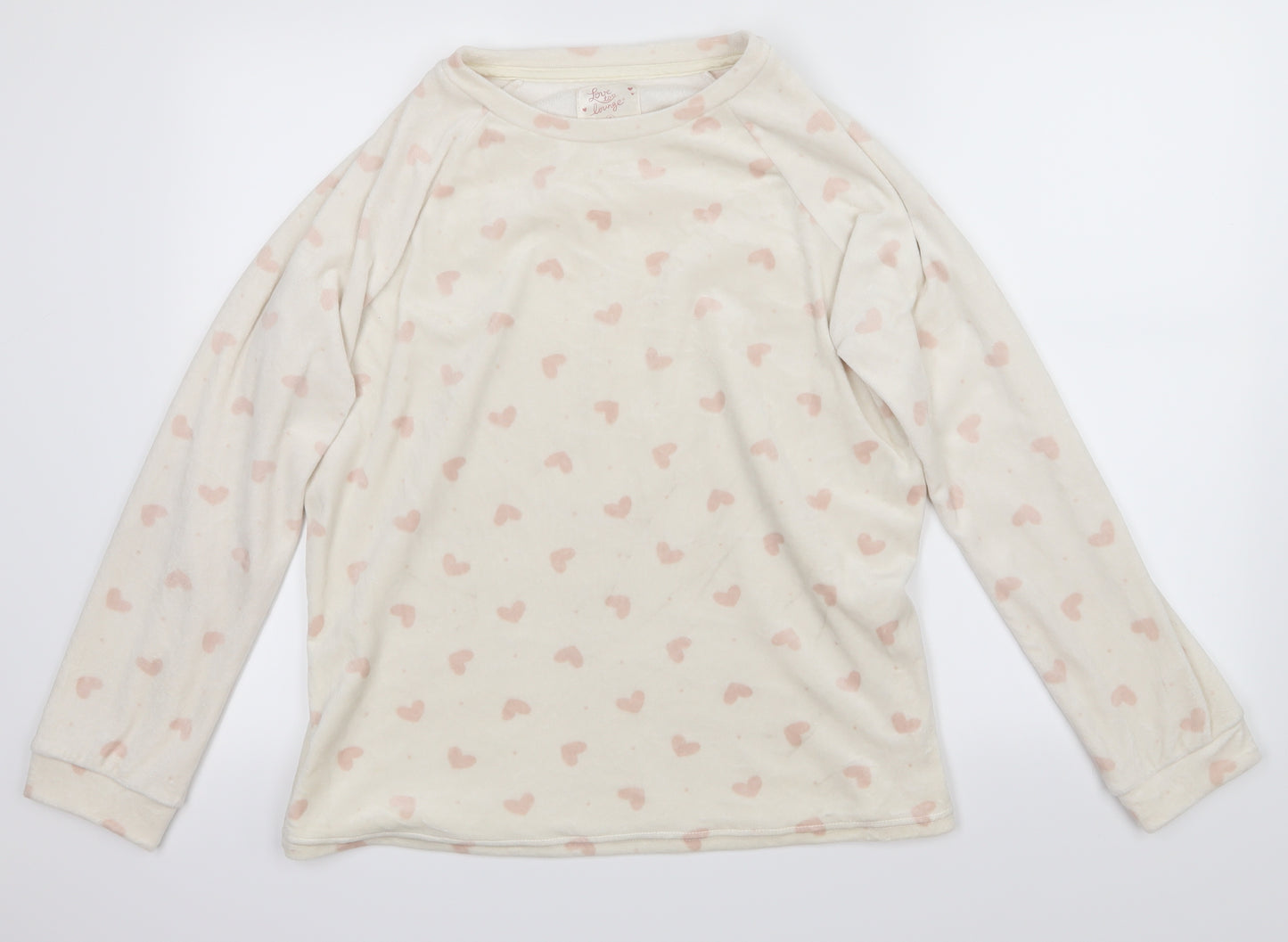 Love to lounge  Womens White Solid  Babydoll Pyjama Top Size 12  - Hearts