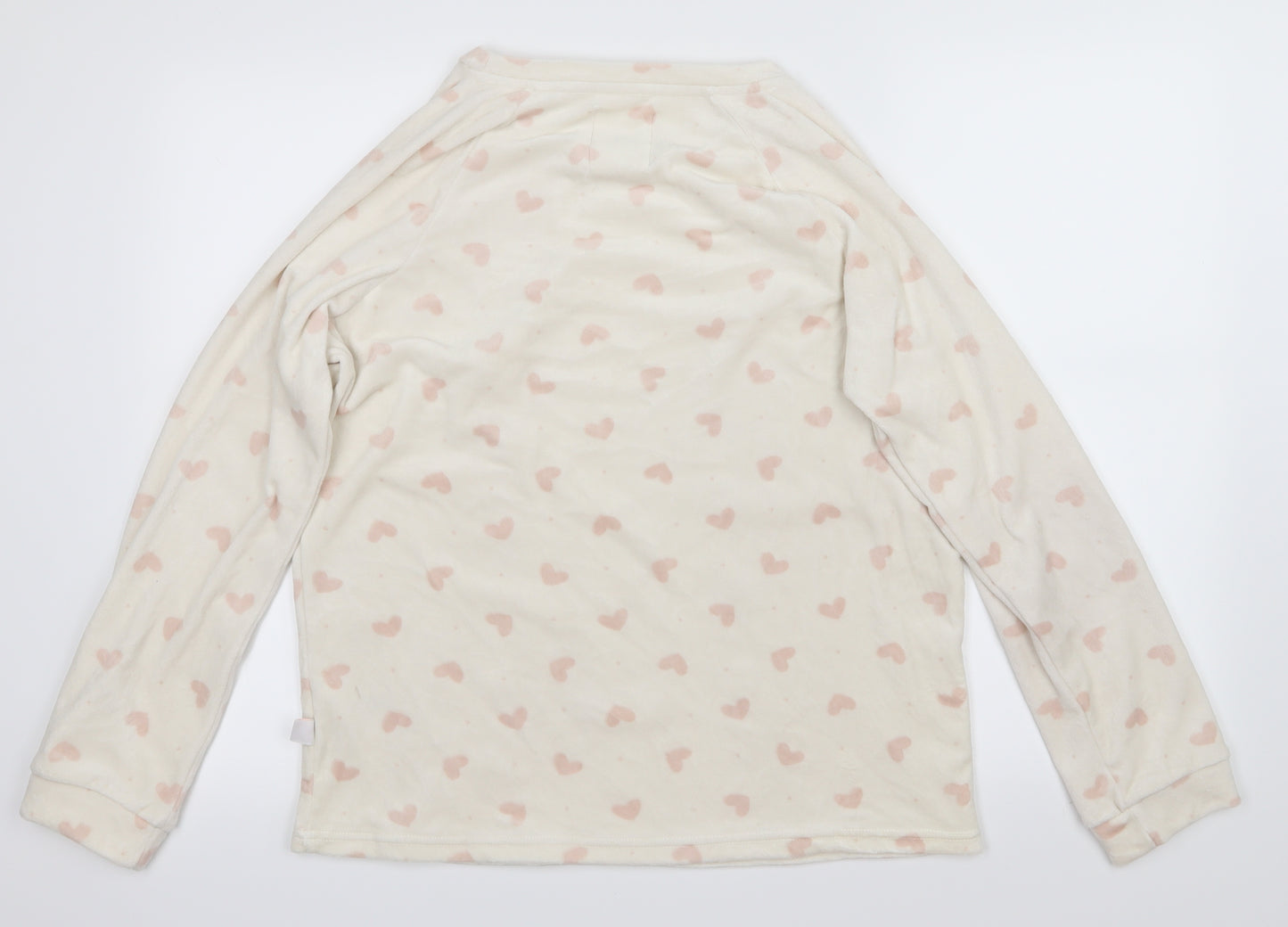 Love to lounge  Womens White Solid  Babydoll Pyjama Top Size 12  - Hearts