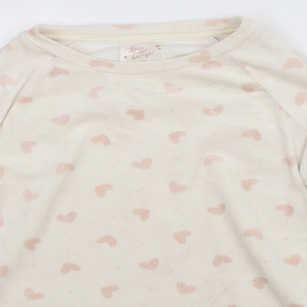 Love to lounge  Womens White Solid  Babydoll Pyjama Top Size 12  - Hearts