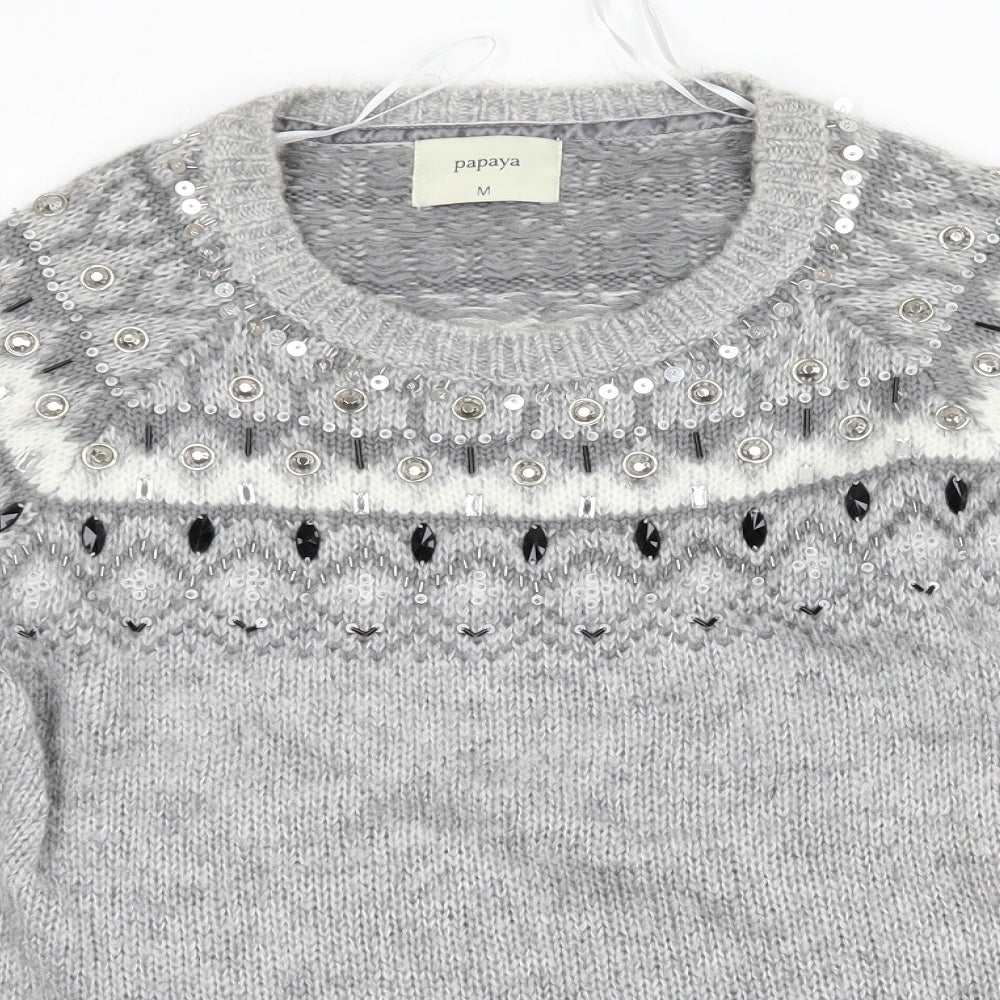 Papaya Womens Grey   Pullover Jumper Size M