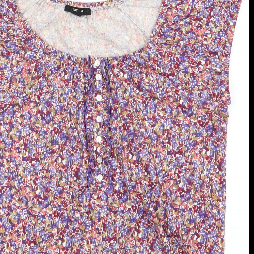 Papaya Womens Purple Floral  Basic Blouse Size 12