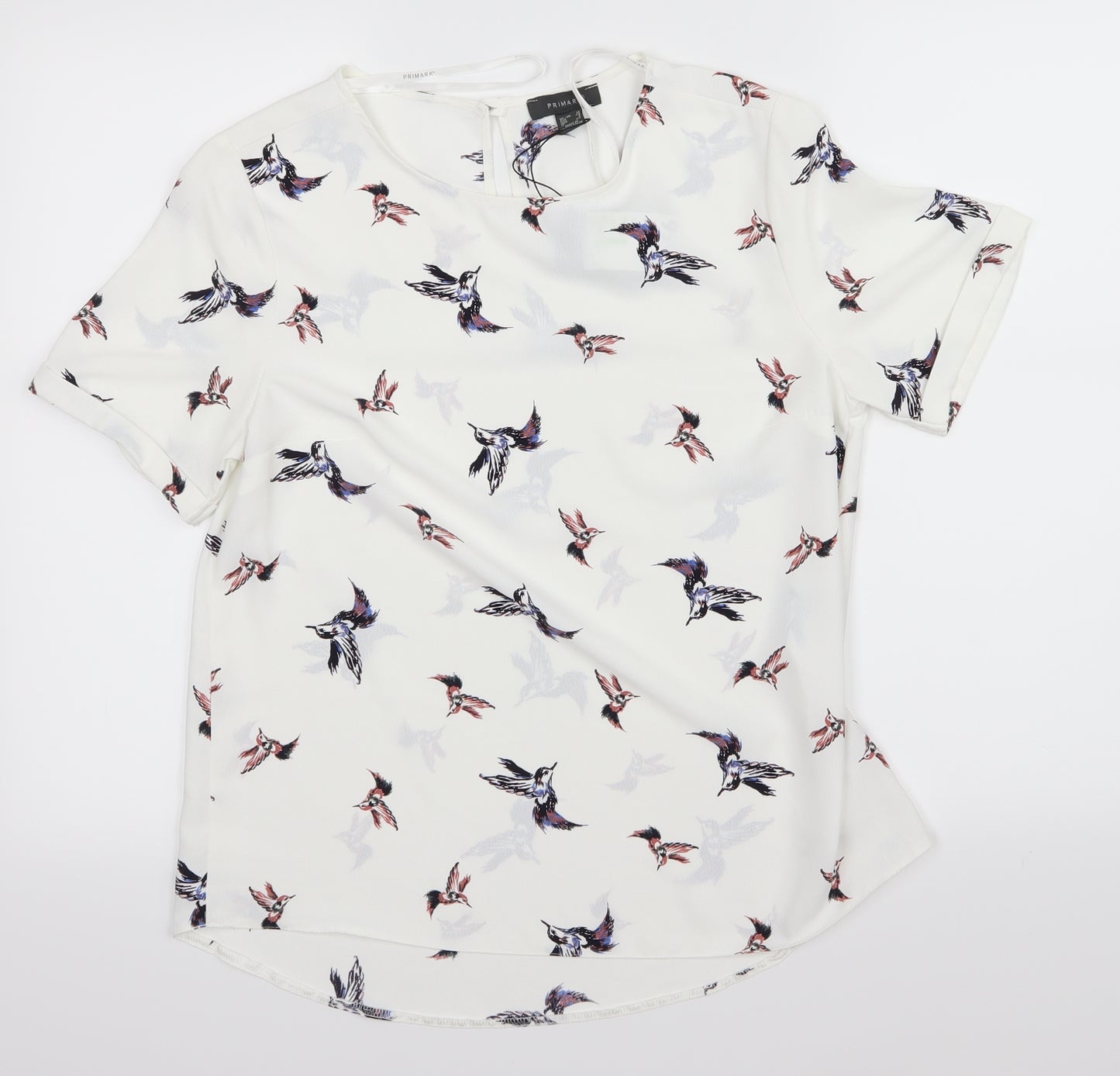 Primark Womens White   Basic Blouse Size 12  - Birds