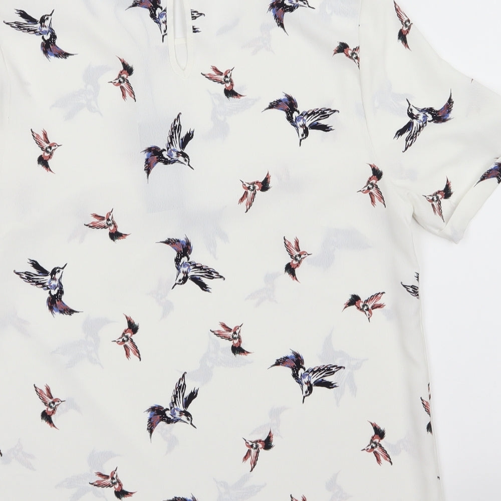 Primark Womens White   Basic Blouse Size 12  - Birds