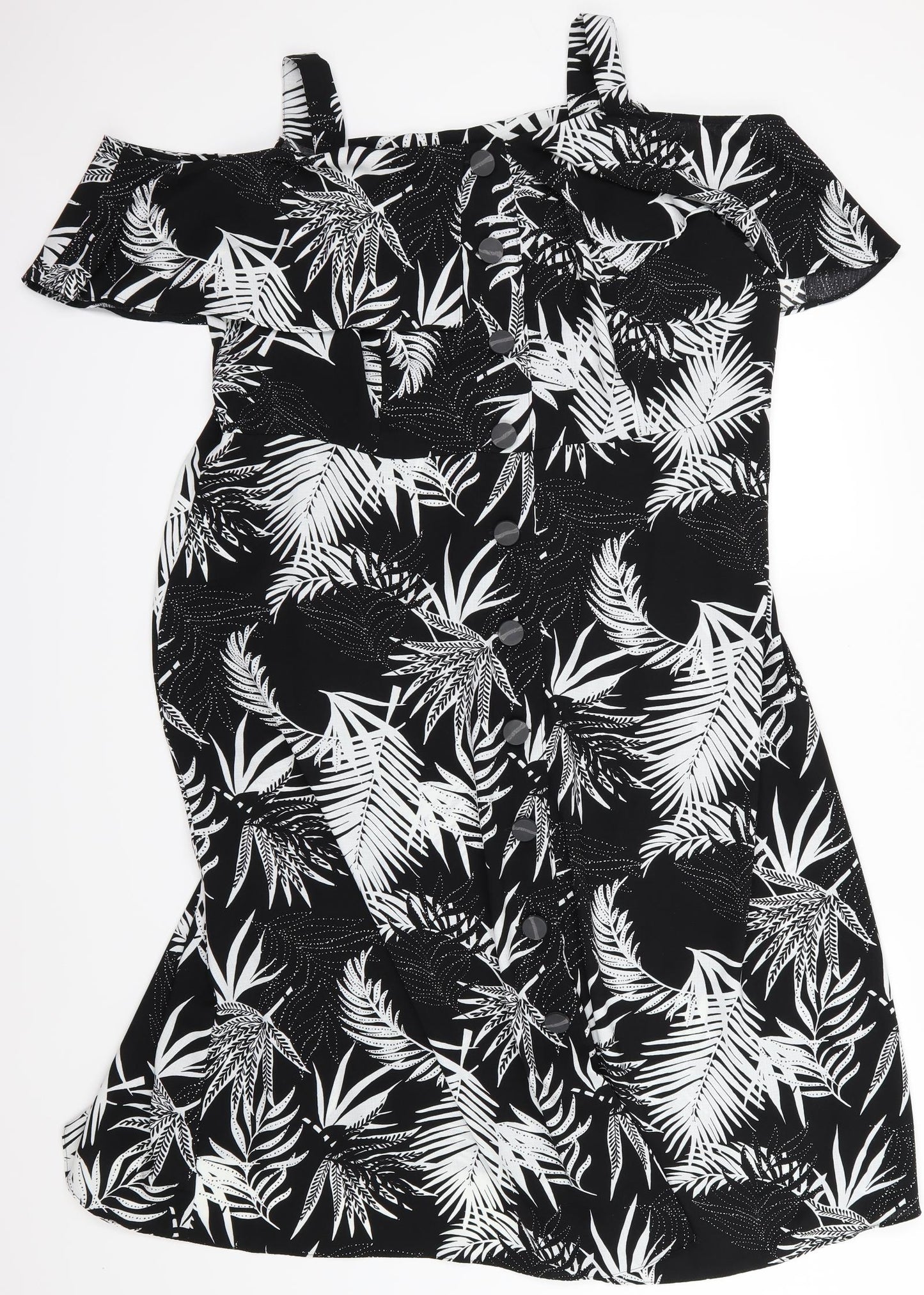 George Womens Black Floral  A-Line  Size 20