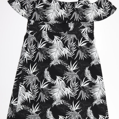 George Womens Black Floral  A-Line  Size 20