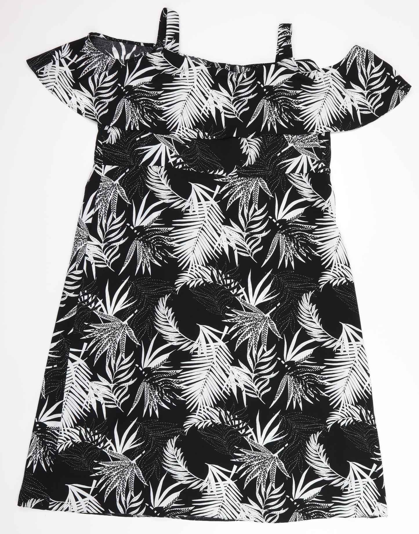 George Womens Black Floral  A-Line  Size 20