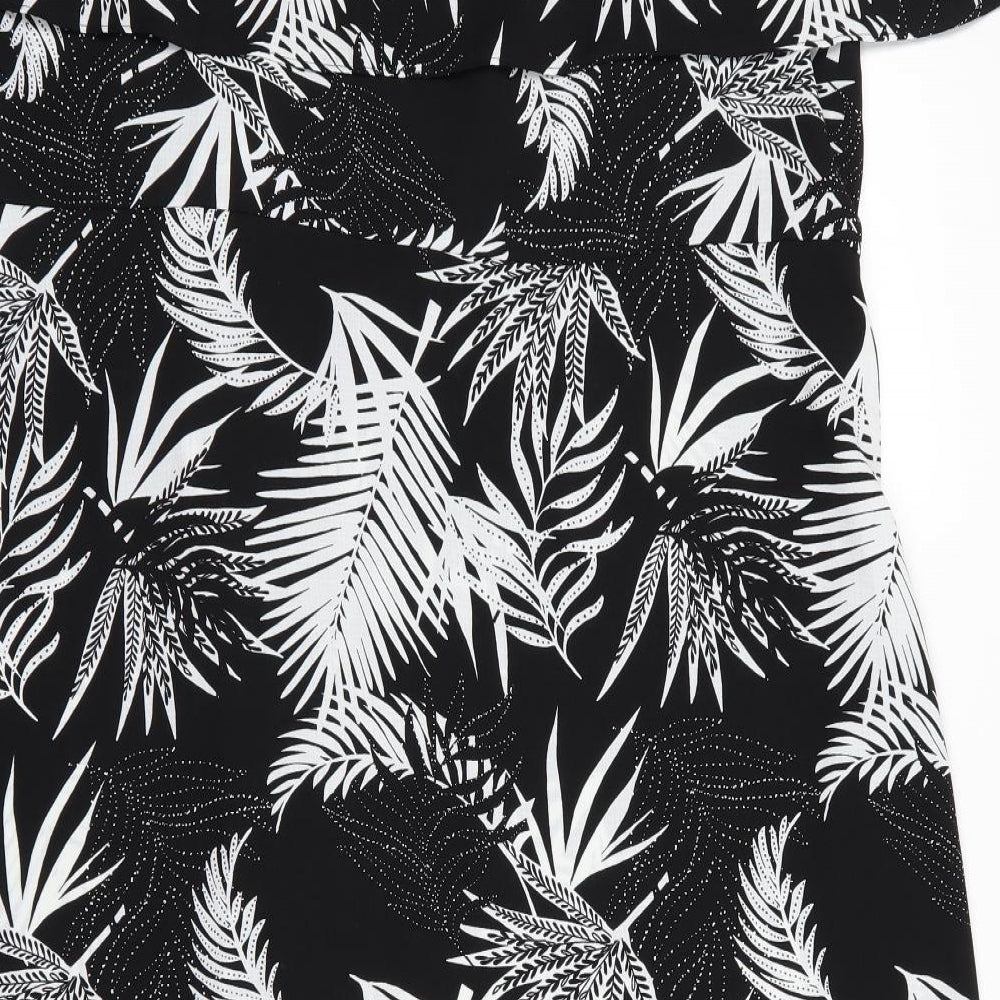 George Womens Black Floral  A-Line  Size 20